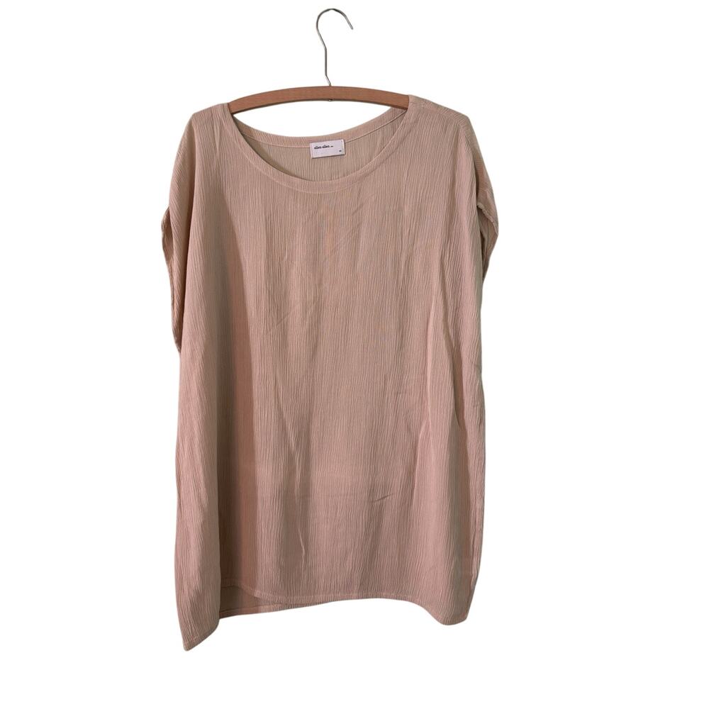 Allen Allen Women XS Beige Rayon Tunic Top Sleeveless 25” PTP 28” Long